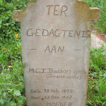 BASSON M.C.J. nee BOONZAAIER 1892-1953