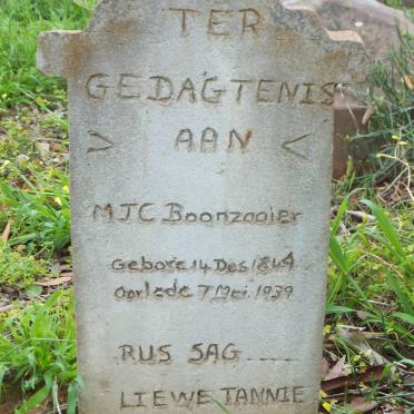 BOONZAAIER M.J.C. 1849-1939