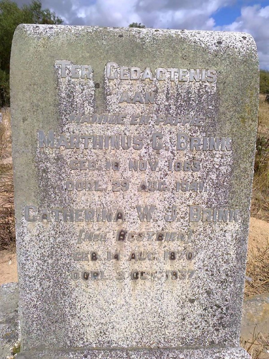 BRINK Marthinus C. 1863-1941 &amp; Catherina W.J. BESTBIER 1870-1937