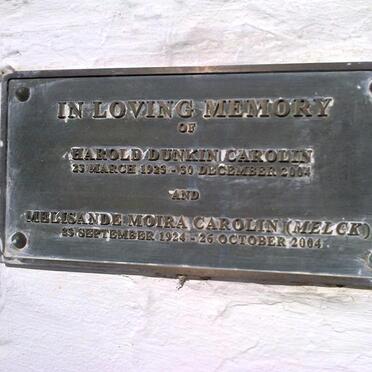 CAROLIN Harold Dunkin 1925-2004 &amp; Melisande Moira MELCK 1924-2004