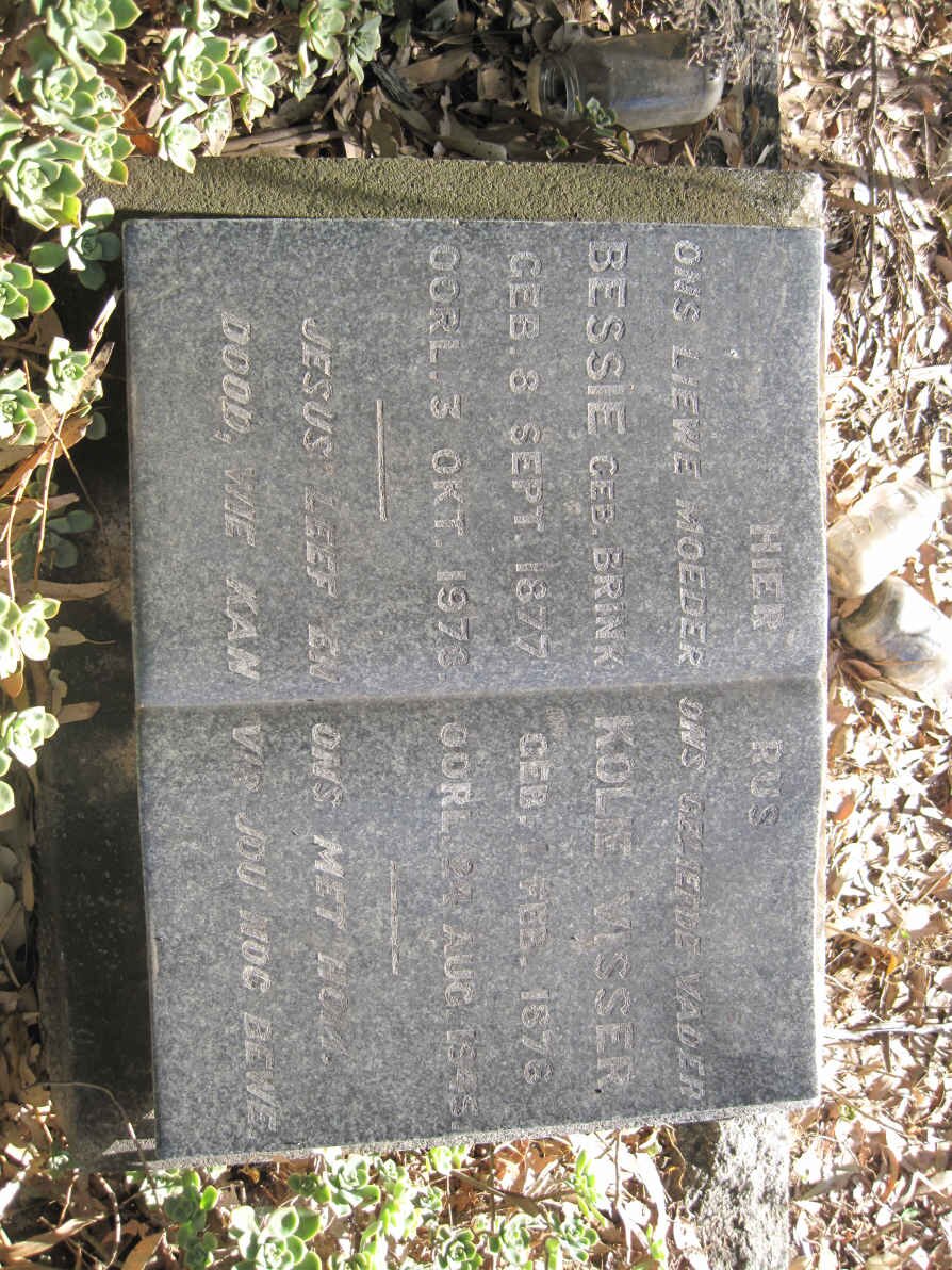 VISSER Kolie 1876-1945 &amp; Bessie BRINK 1877-1973