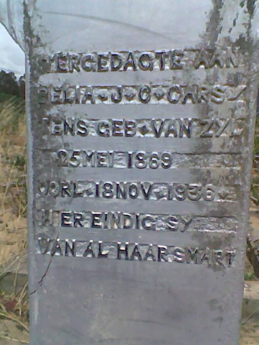 CARSTENS Belia J.C. nee VAN ZYL 1889-1936