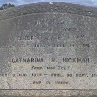 HICKMAN Hendrik J. 1876-1930 &amp; Catharina H. VAN ZYL 1877-1948