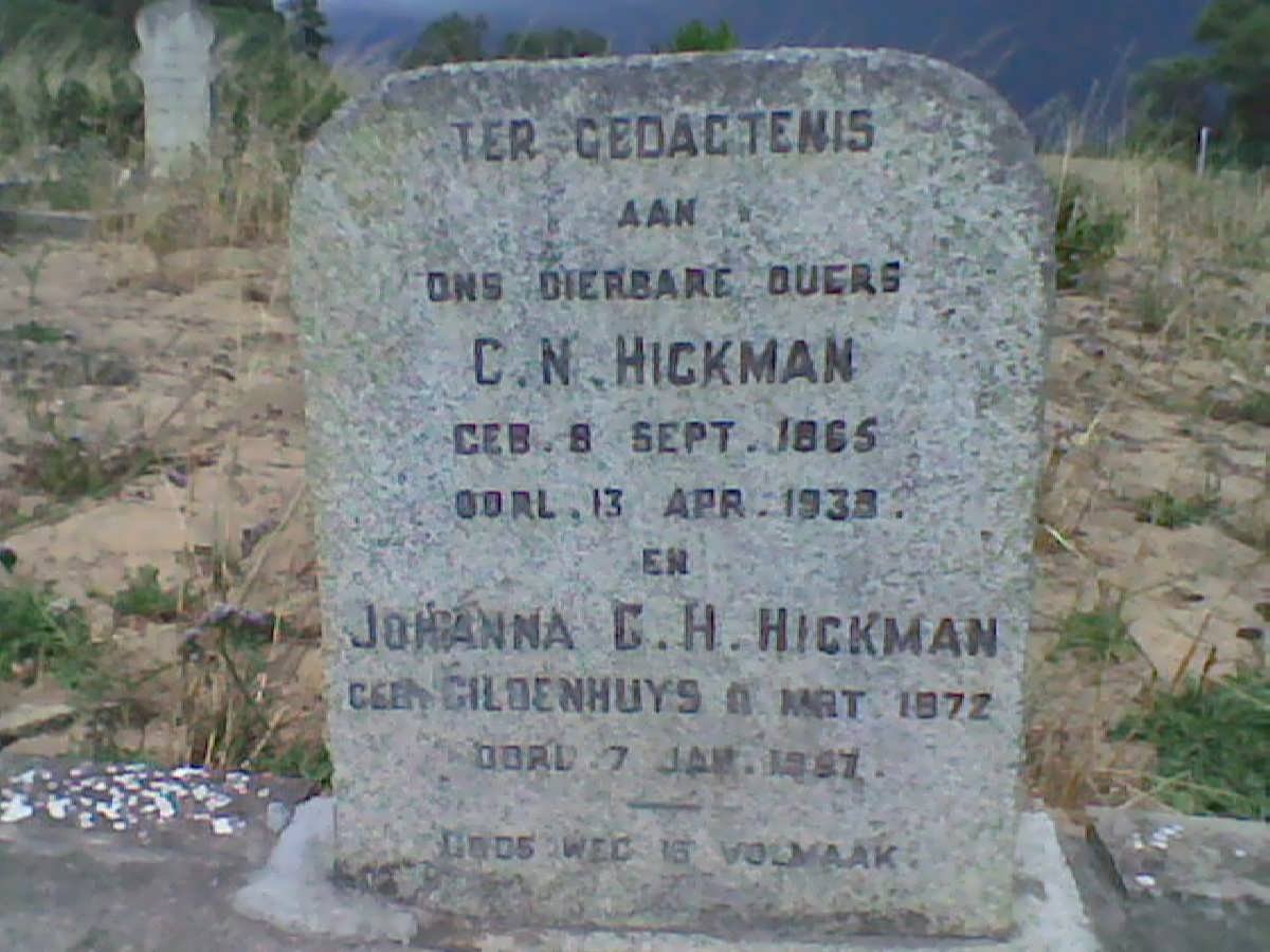 HICKMAN C.N. 1865-1939 &amp; Johanna G.H. GILDENHUYS 1872-1957