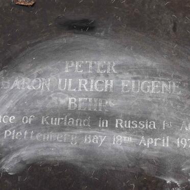 BEHR Peter Baron Ulrich Eugene 189?-1975