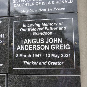 GREIG Angus John Anderson 1947-2021