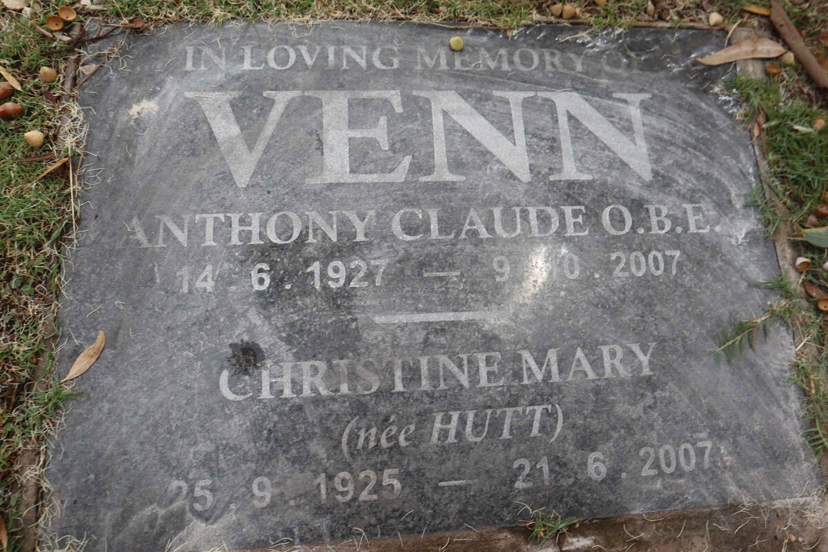 VENN Anthony Claude 1927-2007 & Christine Mary HUTT 1925-2007