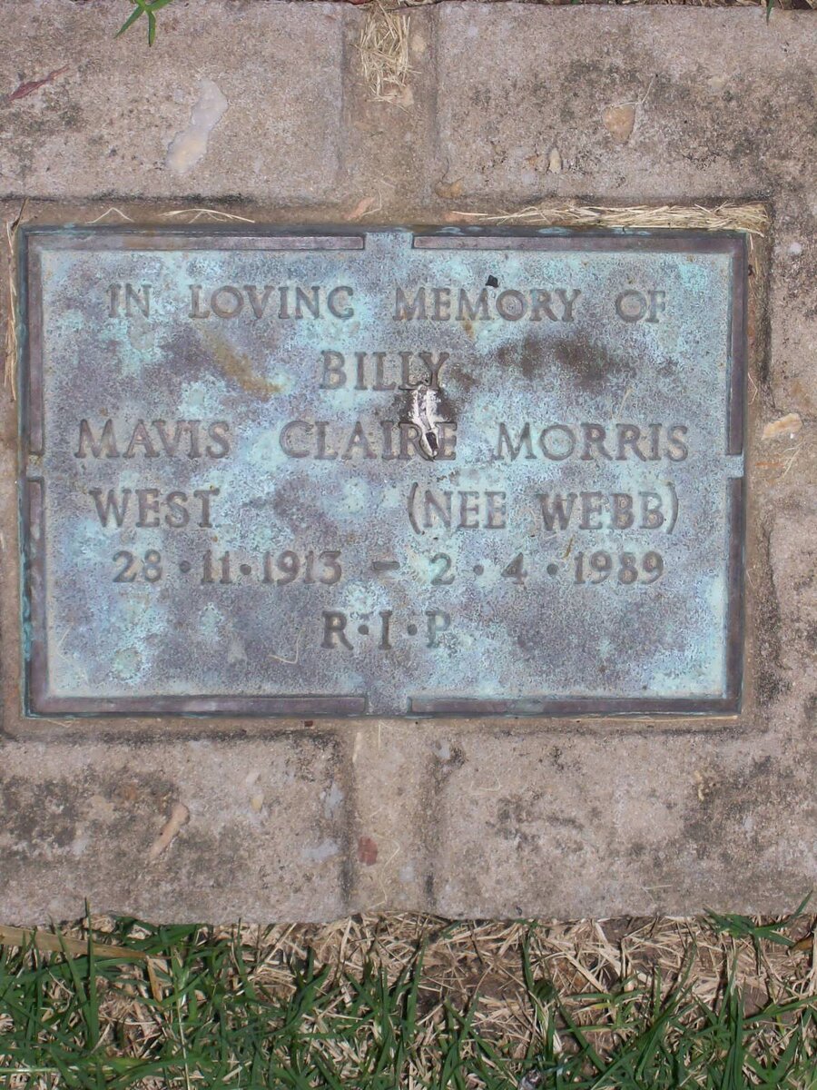 WEST Billy Mavis Claire Morris nee WEBB 1913-1989