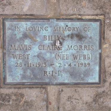 WEST Billy Mavis Claire Morris nee WEBB 1913-1989