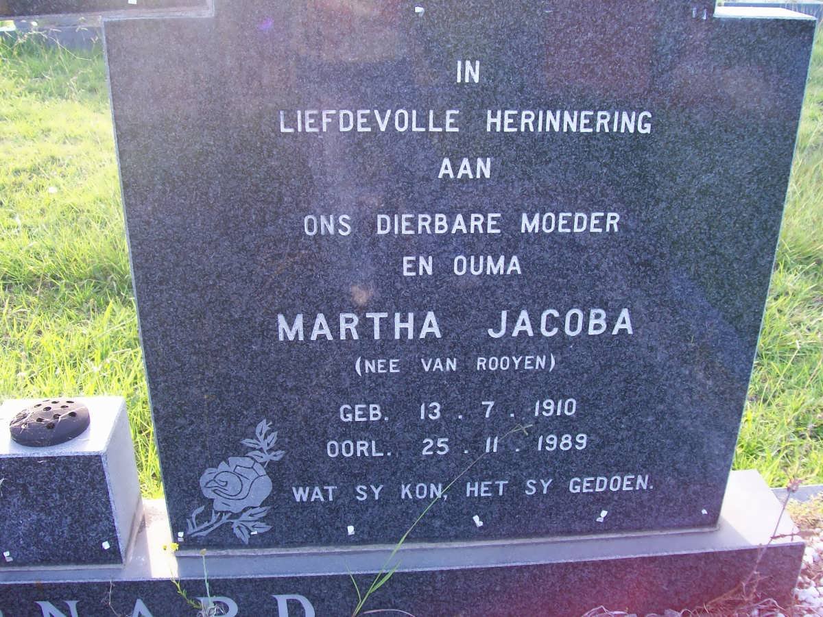 BARNARD Martha Jacoba nee VAN ROOYEN 1910-1989