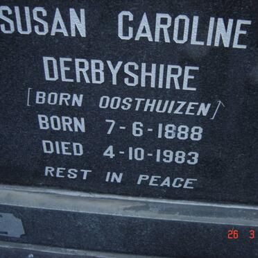 DERBYSHIRE  Susan Caroline nee OOSTHUIZEN 1888-1983