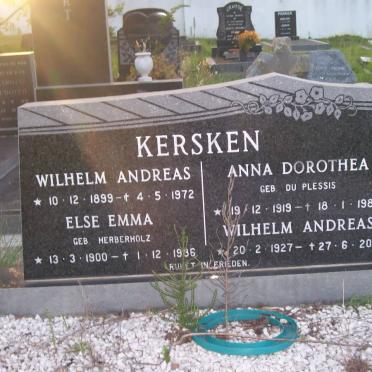KERSKEN Wilhelm Andreas 1899-1972 &amp; Else Emma HERBERHOLZ 1900-1986