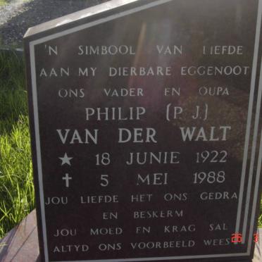 WALT Philip J., van der 1922-1988
