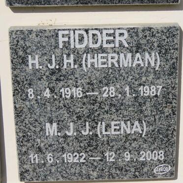 FIDDER H.J.H. 1916-1987 &amp; M.J.J. 1922-2008