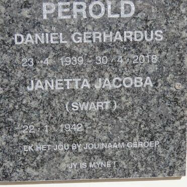 PEROLD Daniël Gerhardus 1939-2018 &amp; Janetta Jacoba SWART 1942-