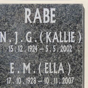RABE N.J.G. 1924-2002 &amp; E.M. 1928-2007