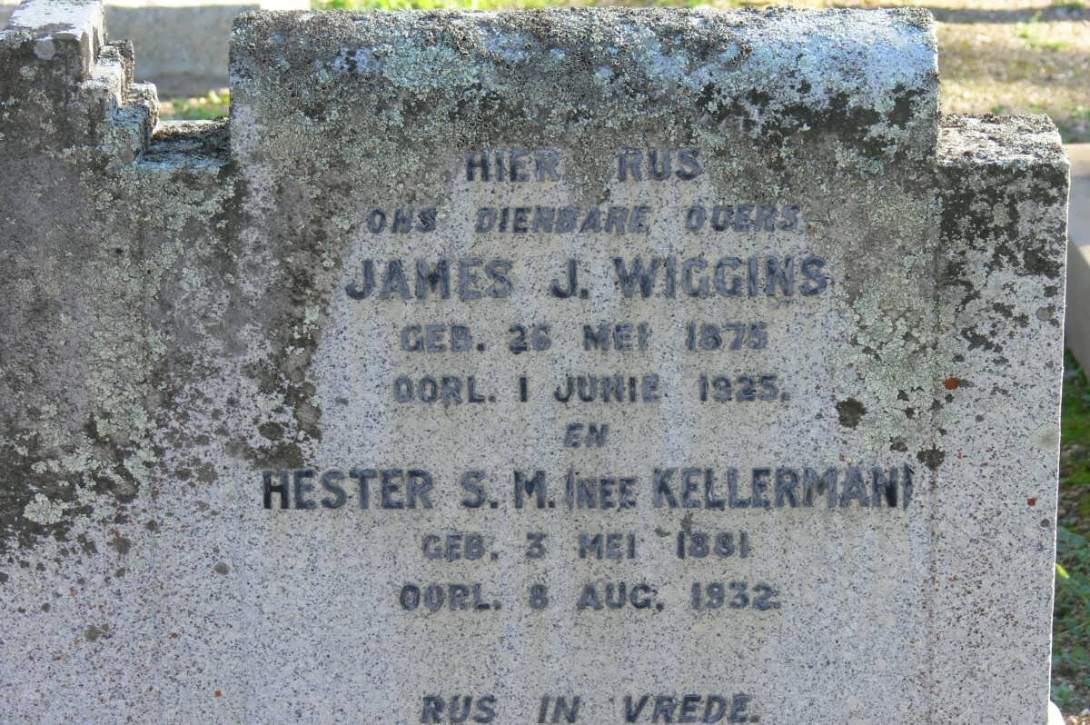 WIGGINS James J. 1875-1925 &amp; Hester S.M. KELLERMAN 1881-1932