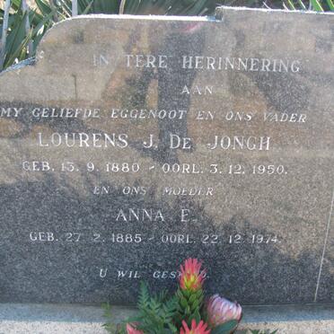 JONGH Lourens J., de 1880-1950 &amp; Anna E. 1885-1974