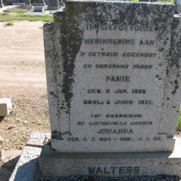 WALTERS Fanie 1906-1951 &amp; Johanna 1904-1955