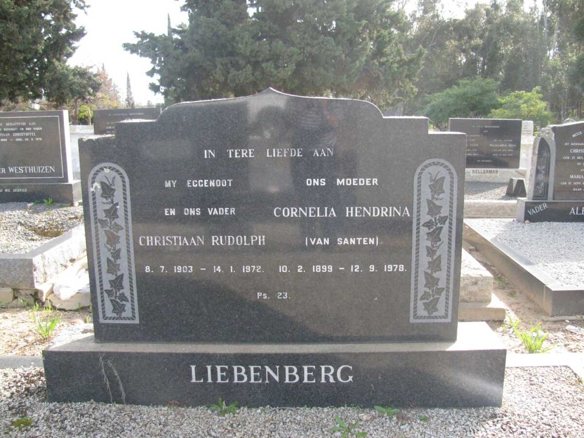 LIEBENBERG Christiaan Rudolph 1903-1972 &amp; Cornelia Hendrina VAN SANTEN 1899-1978