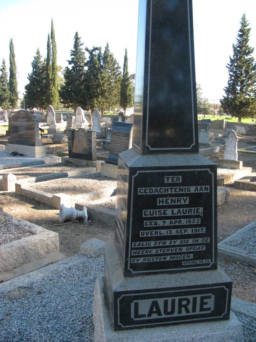 LAURIE Henry Guise 1853-1917 &amp; Hester Huibrecht VAN ZYL 1862-1955