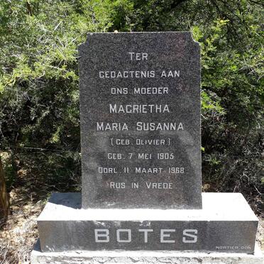 BOTES Magrietha Maria Susanna nee OLIVIER 1905-1968