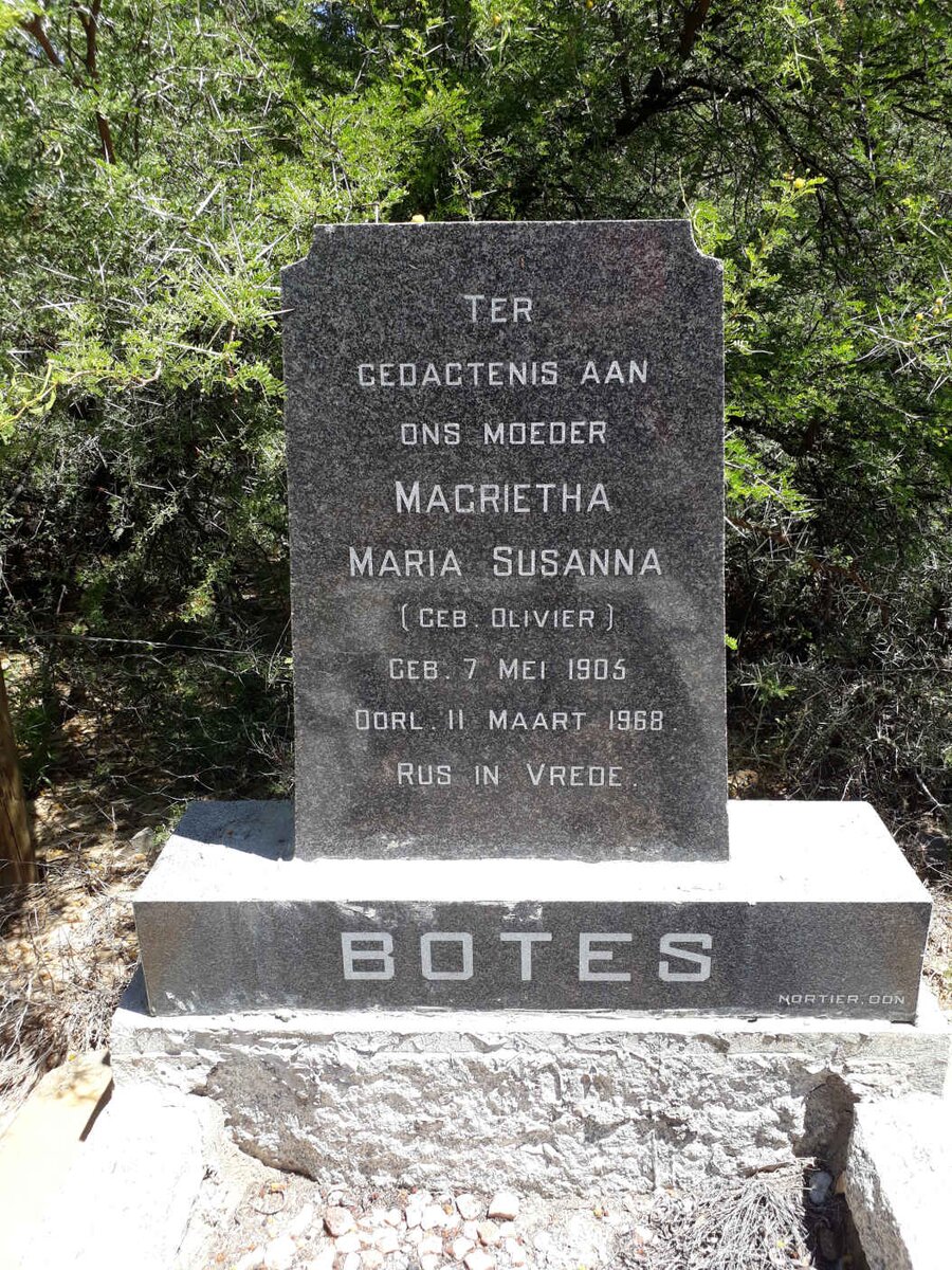 BOTES Magrietha Maria Susanna nee OLIVIER 1905-1968