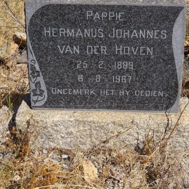 HOVEN Hermanus Johannes, van der 1889-1967