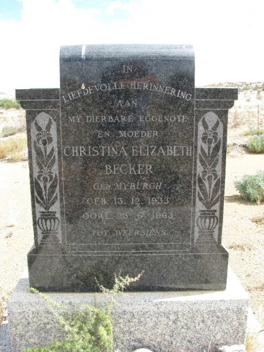 BECKER Christina Elizabeth nee MYBURGH 1933-1963
