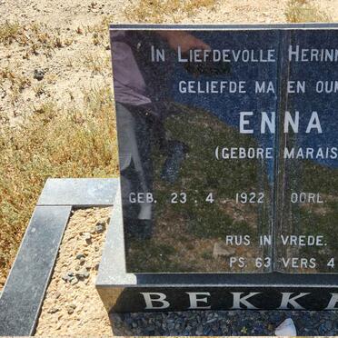 BEKKER Enna nee MARAIS 1922-2001