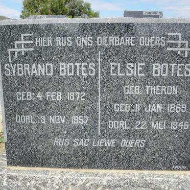 BOTES Sybrand 1872-1957 &amp; Elsie THERON 1869-1945