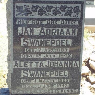 SWANEPOEL Jan Adriaan 1883-1942 &amp; Aletta Johanna 1882-1943