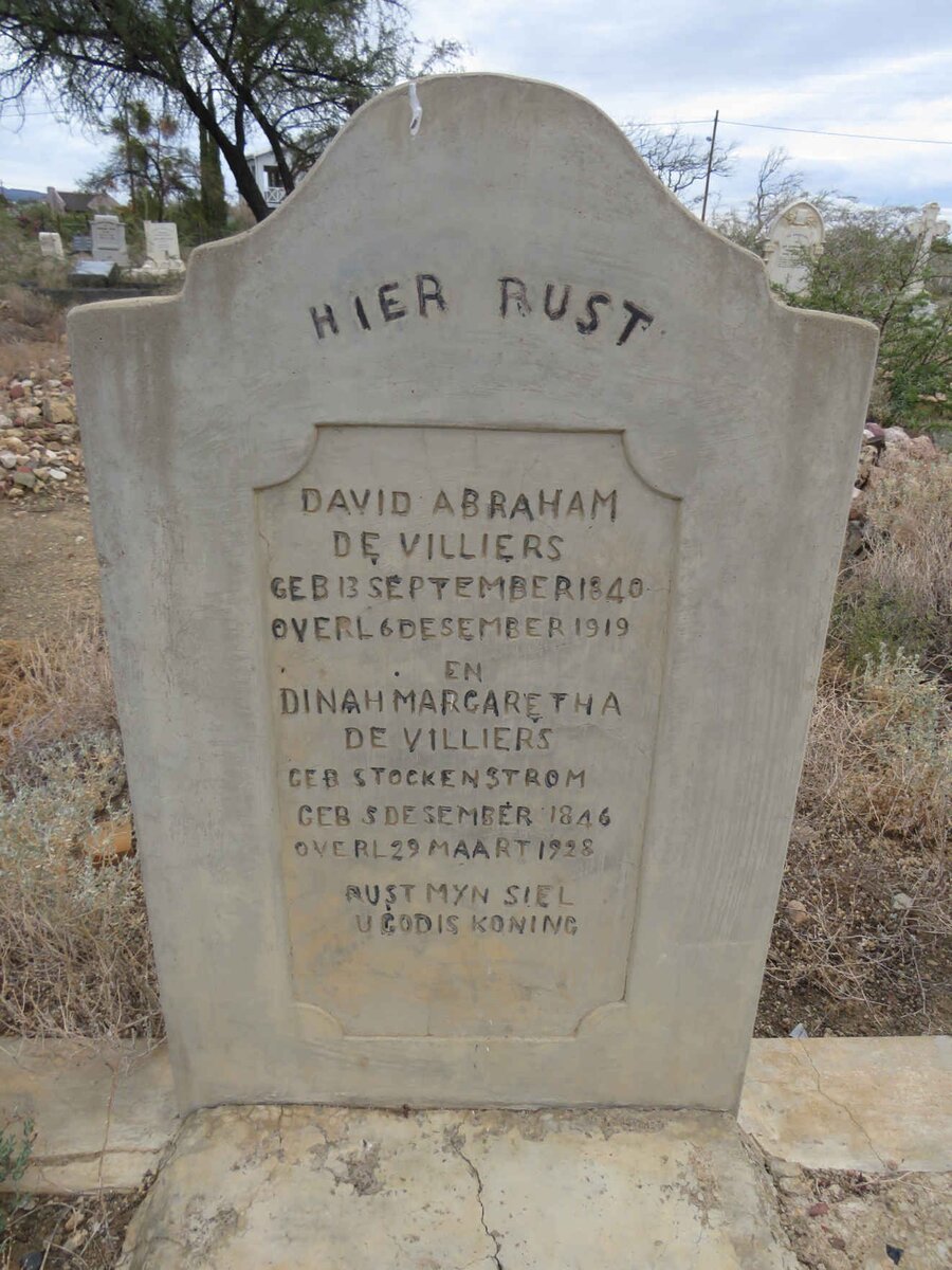 VILLIERS David Abraham, de 1840-1919 &amp; Dinah Margaretha STOCKENSTROM 1846-1928