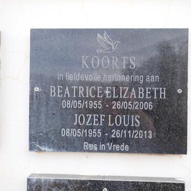 KOORTS Jozef Louis 1955-2013 &amp; Beatrice Elizabeth 1955-2006