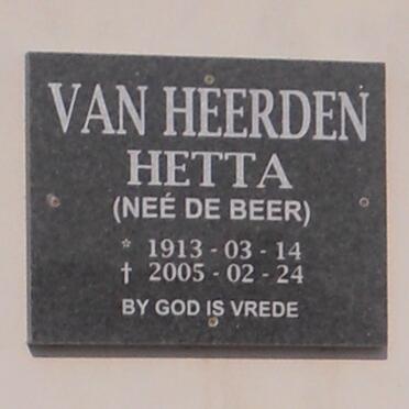 HEERDEN Hetta, van nee DE BEER 1913-2005