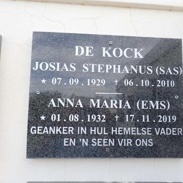 KOCK Josias Stephanus, de 1929-2010 &amp; Anna Maria 1932-2019