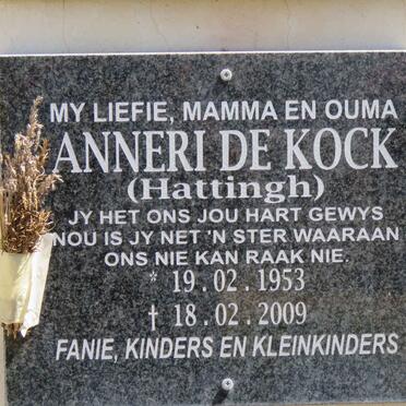 KOCK Anneri, de nee HATTINGH 1953-2009