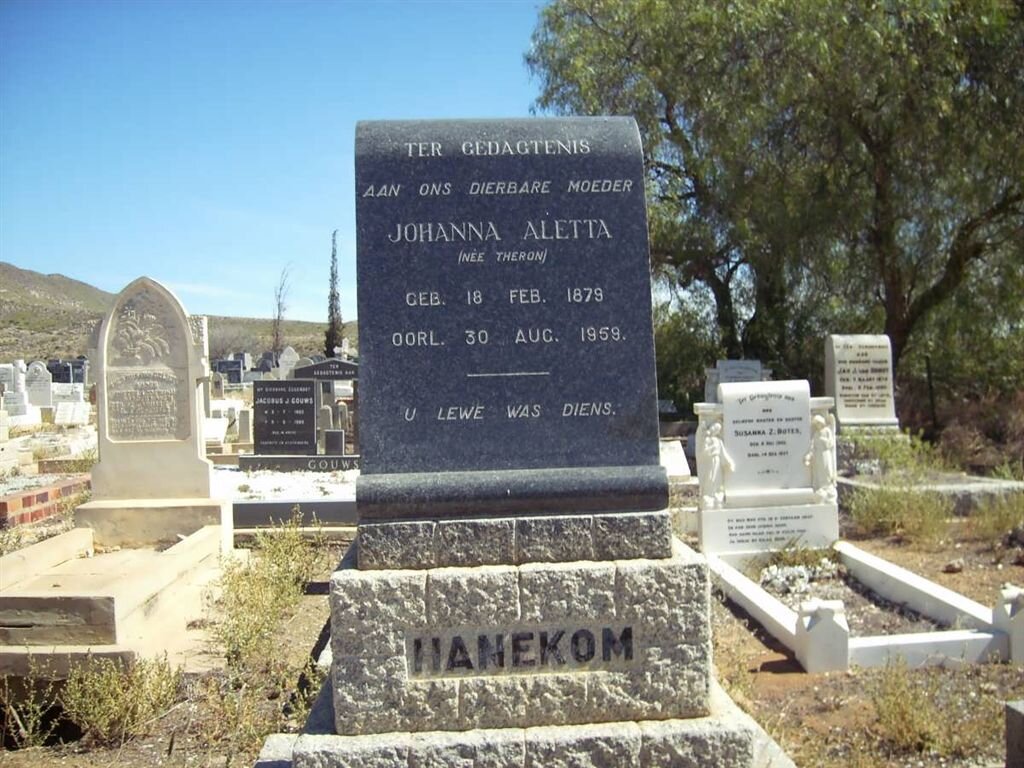 HANEKOM Johanna Aletta nee THERON 1879-1959
