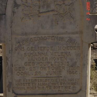 HOVEN Susanna Helena, van der nee DU PLESSIS 1862-1944