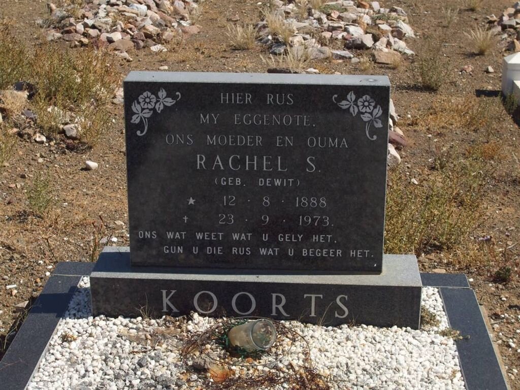 KOORTS Rachel S. nee DE WIT 1888-1973