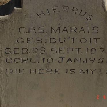 MARAIS C.P.S. nee DU TOIT 1873-1956