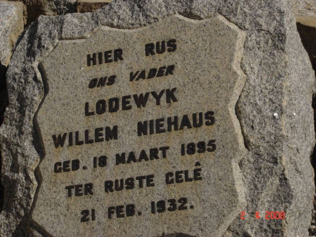 NIEHAUS Lodewyk Willem 1895-1932
