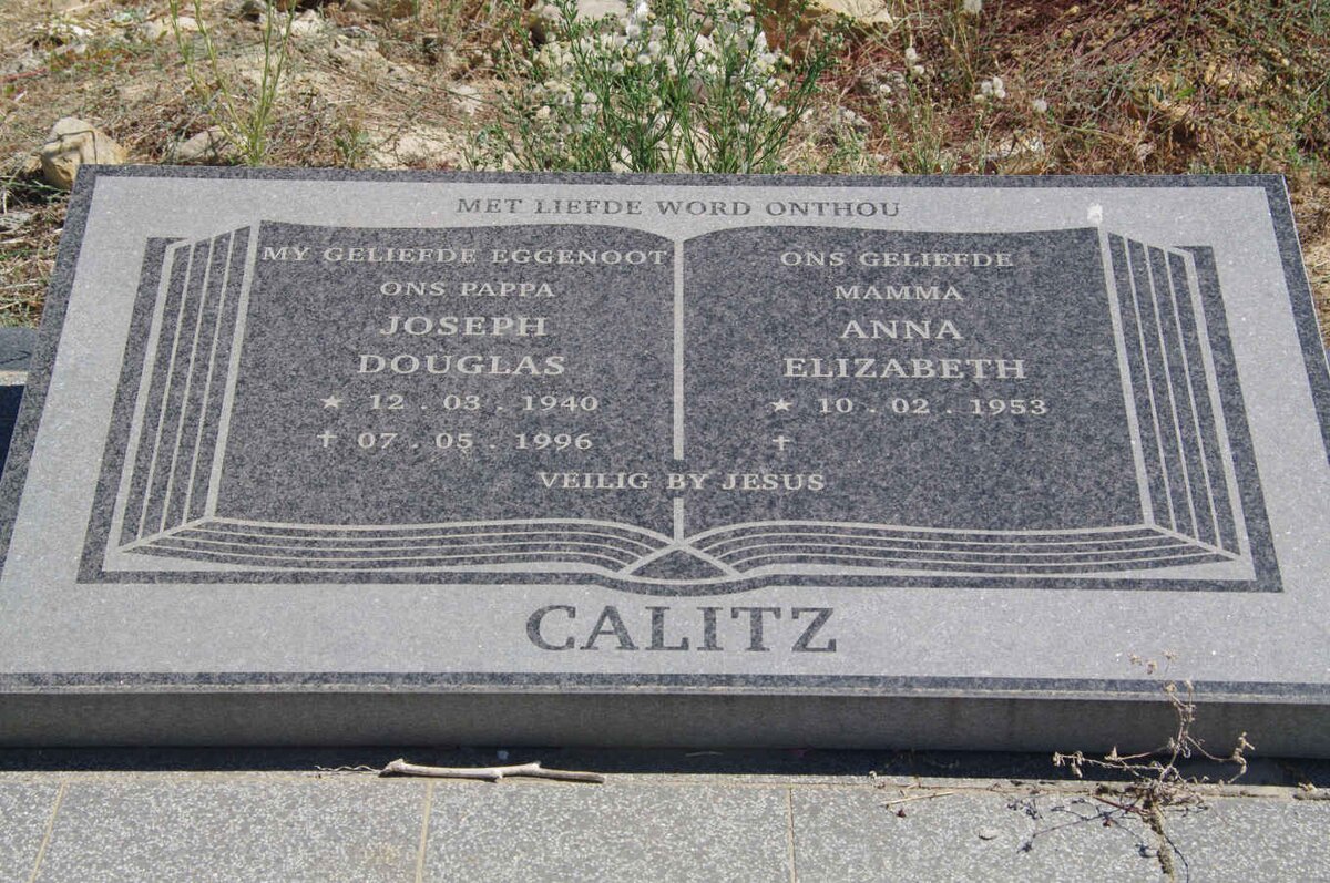 CALITZ Joseph Douglas 1940-1996 &amp; Anna Elizabeth 1953-
