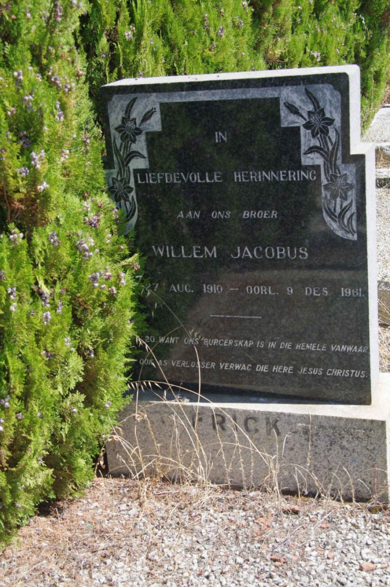 FRICK Willem Jacobus 1910-1961