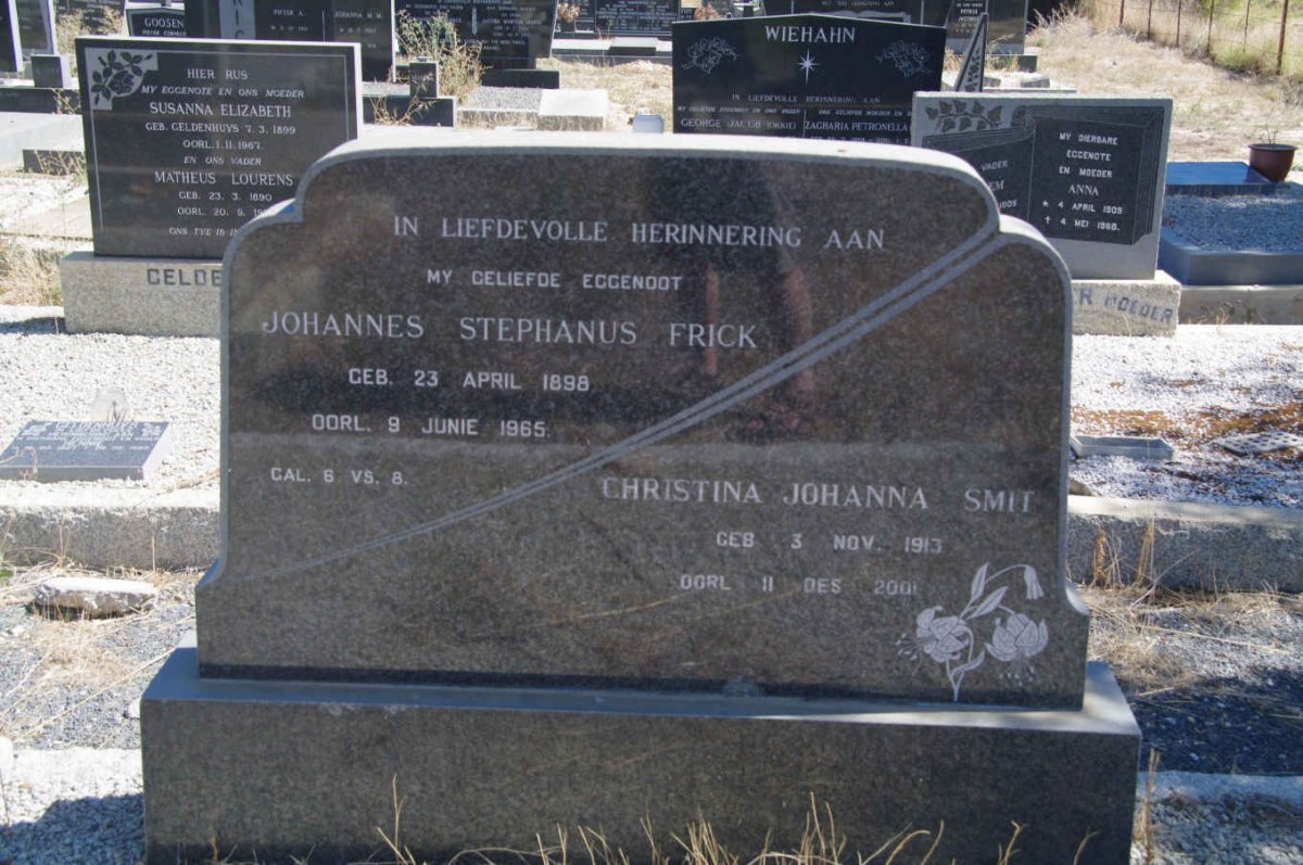 FRICK Johannes Stephanus 1898-1965 :: SMIT Christina Johanna 1913-200?