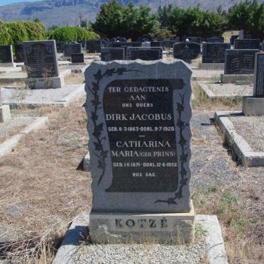 KOTZE Dirk Jacobus 1863-1920 &amp; Catharina Maria PRINS 1871-1952