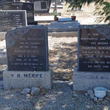 MERWE Barend Petrus, van der 1903-1965 &amp; Susanna Elizabeth van WYK 1905-1979