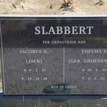 SLABBERT Jacobus G. 1932-2008 &amp; Thelma E. GROENEWALD 1930-1995