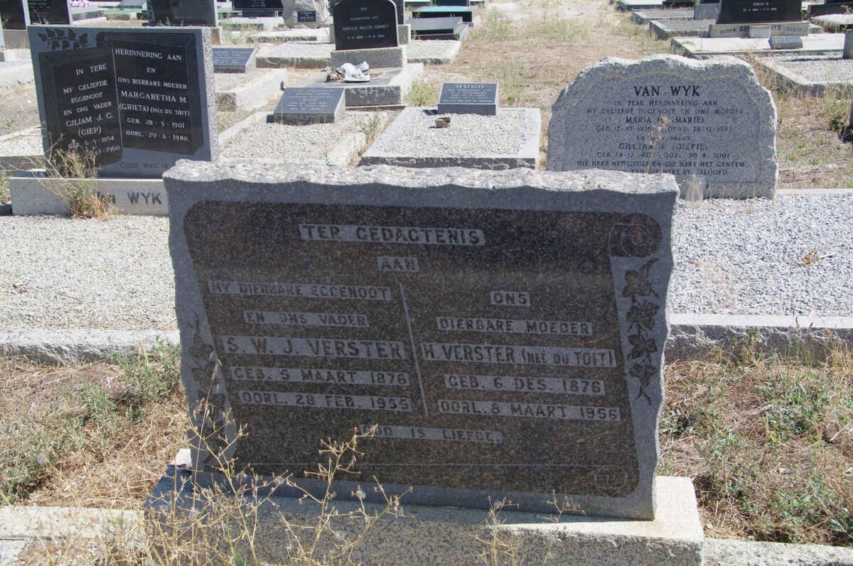VERSTER S.W.J. 1876-1955 &amp; H. DU TOIT 1876-1956