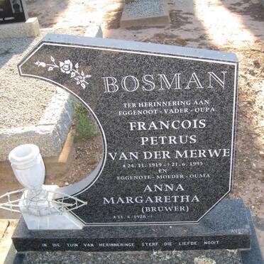 BOSMAN Francois Petrus van der Merwe 1919-1995 &amp; Anna Margaretha BRUWER 1928-?